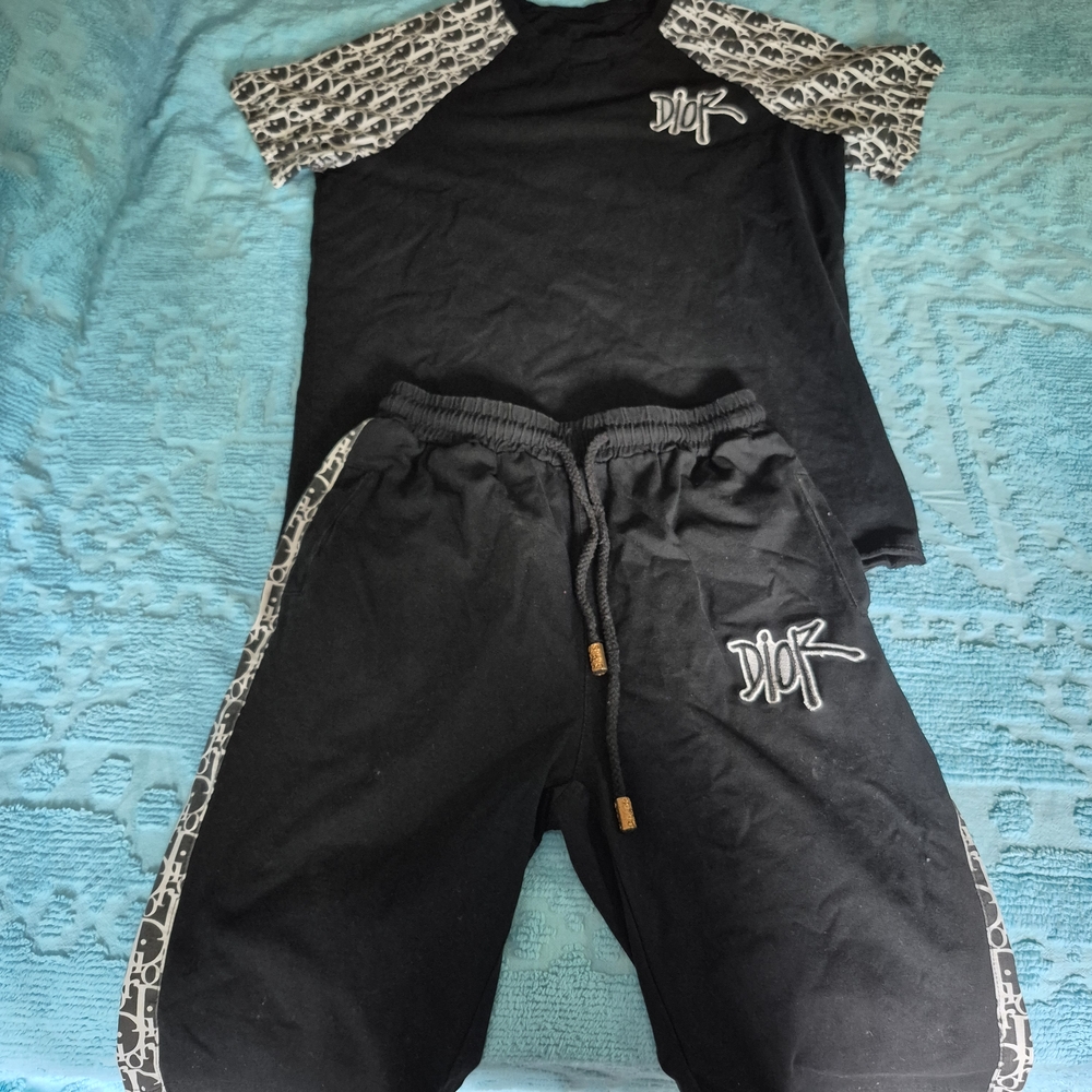 Dior Black and White Logo T-Shirt and Shorts Set